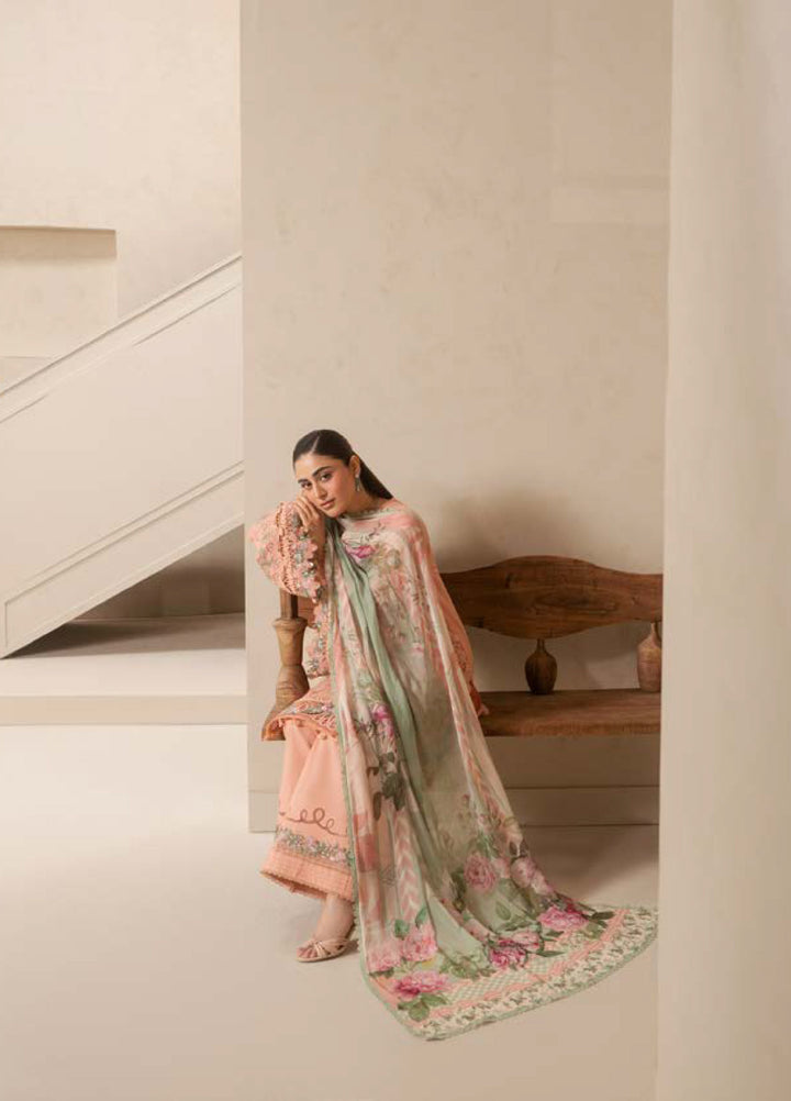 E-Craft by Elaf Unstitched Printed Lawn 3 Piece Suit EHC-3B Dustrose - Casual Collection
