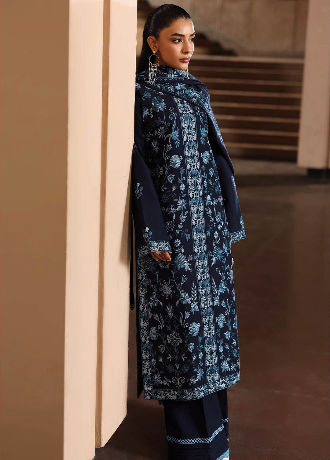 Rajbari Premium Unstitched Peach Winter Shawl Exclusive Embroidered Suits 3 Piece RB25PW D-6 - Winter Collection