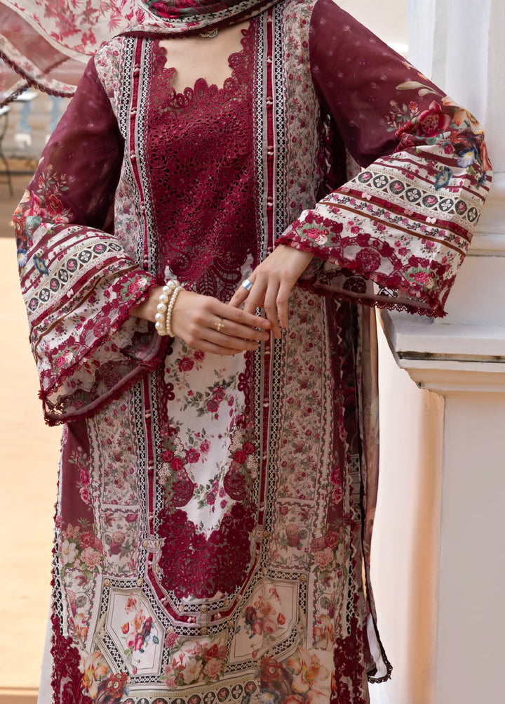 Signature by Elaf Premium Unstitched Embroidered Lawn 3 Piece Suit EL26USP ESA-2B RUBY LADY - Summer Collection