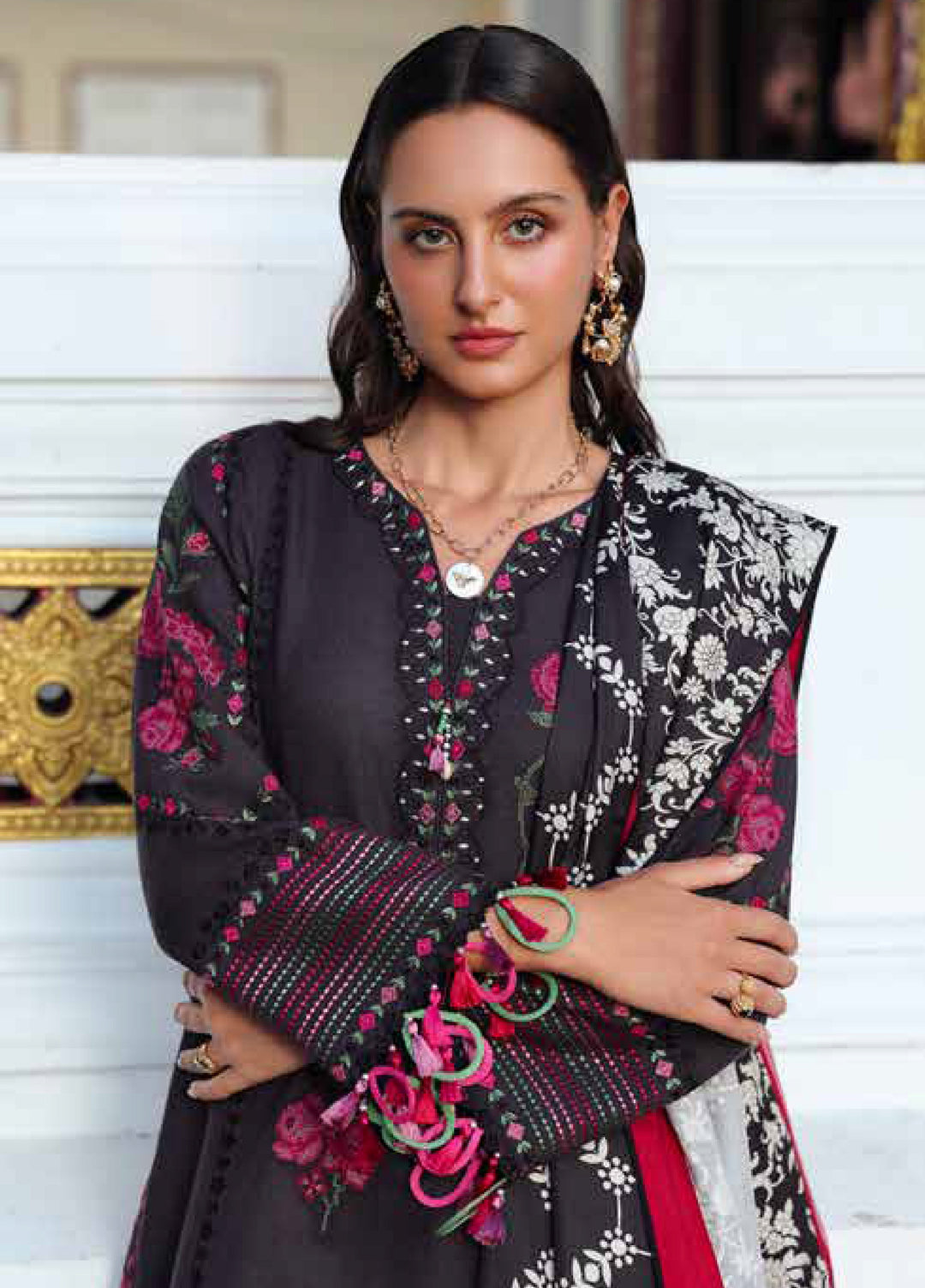 Poshima by Charizma Embroidered Peach Leather Suits Unstitched 3 Piece CZ25PW PSW5-05 - Winter Collection