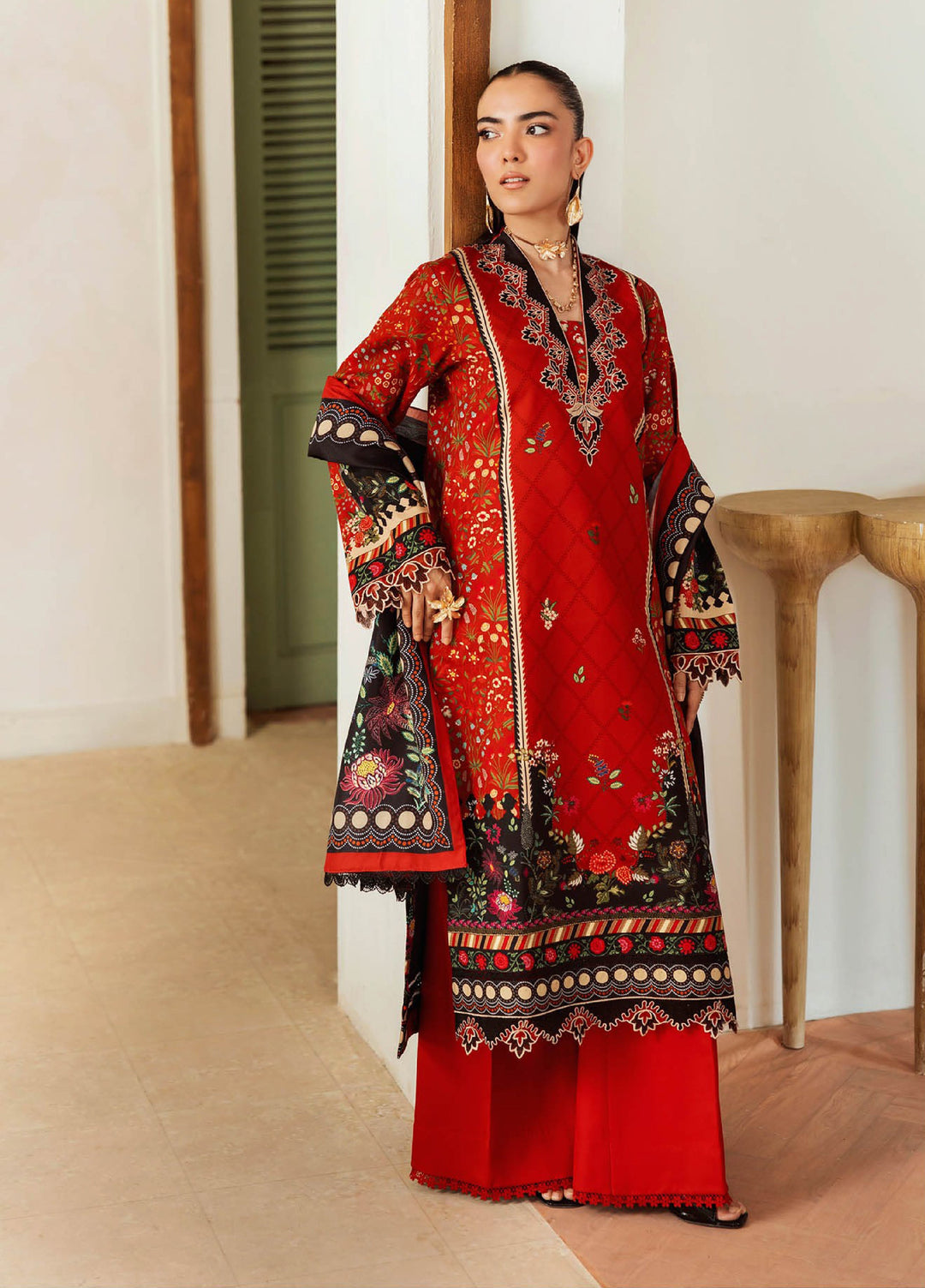 Nissa Floral Symphony by Rajbari Embroidered Marina Suits Unstitched 3 Piece RB25NM D-09 - Winter Collection