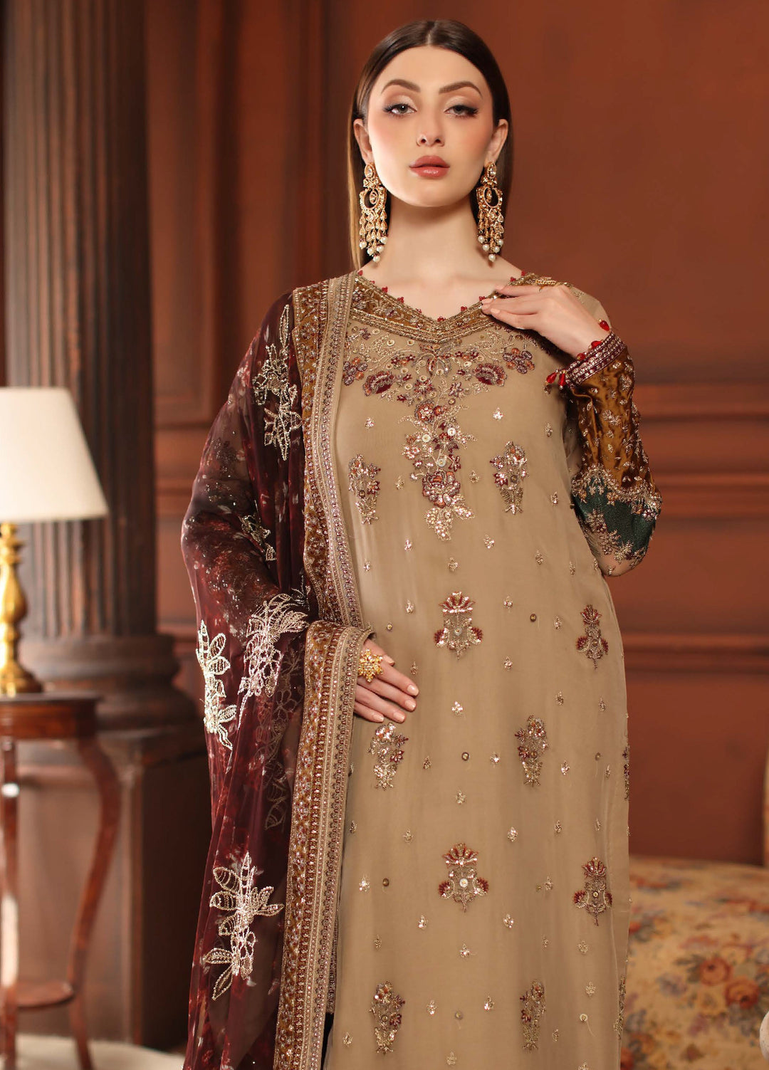 Alfaaz By Nureh Festive Unstitched Chiffon Embroidered 3 Piece Suits NU25AF NL-91 - Festive Collection