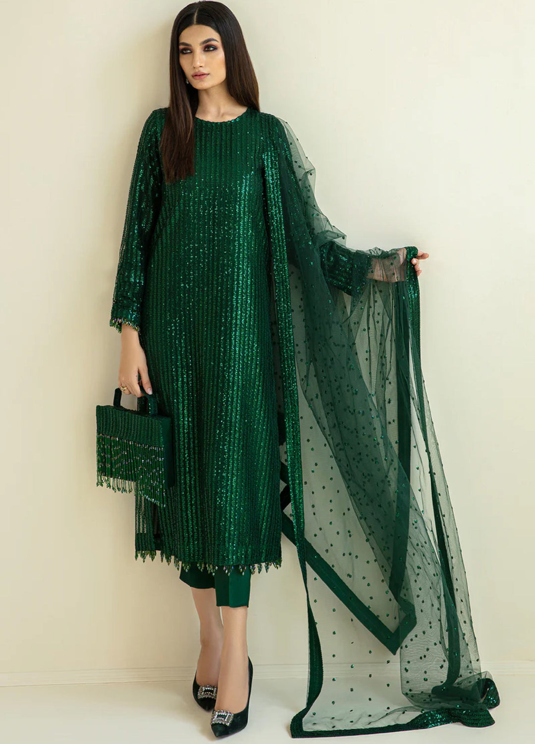 Chantelle by Baroque Unstitched Embroidered Net 3 Piece Suit BQ26UFC BQU-UF-D386 - Festive Collection