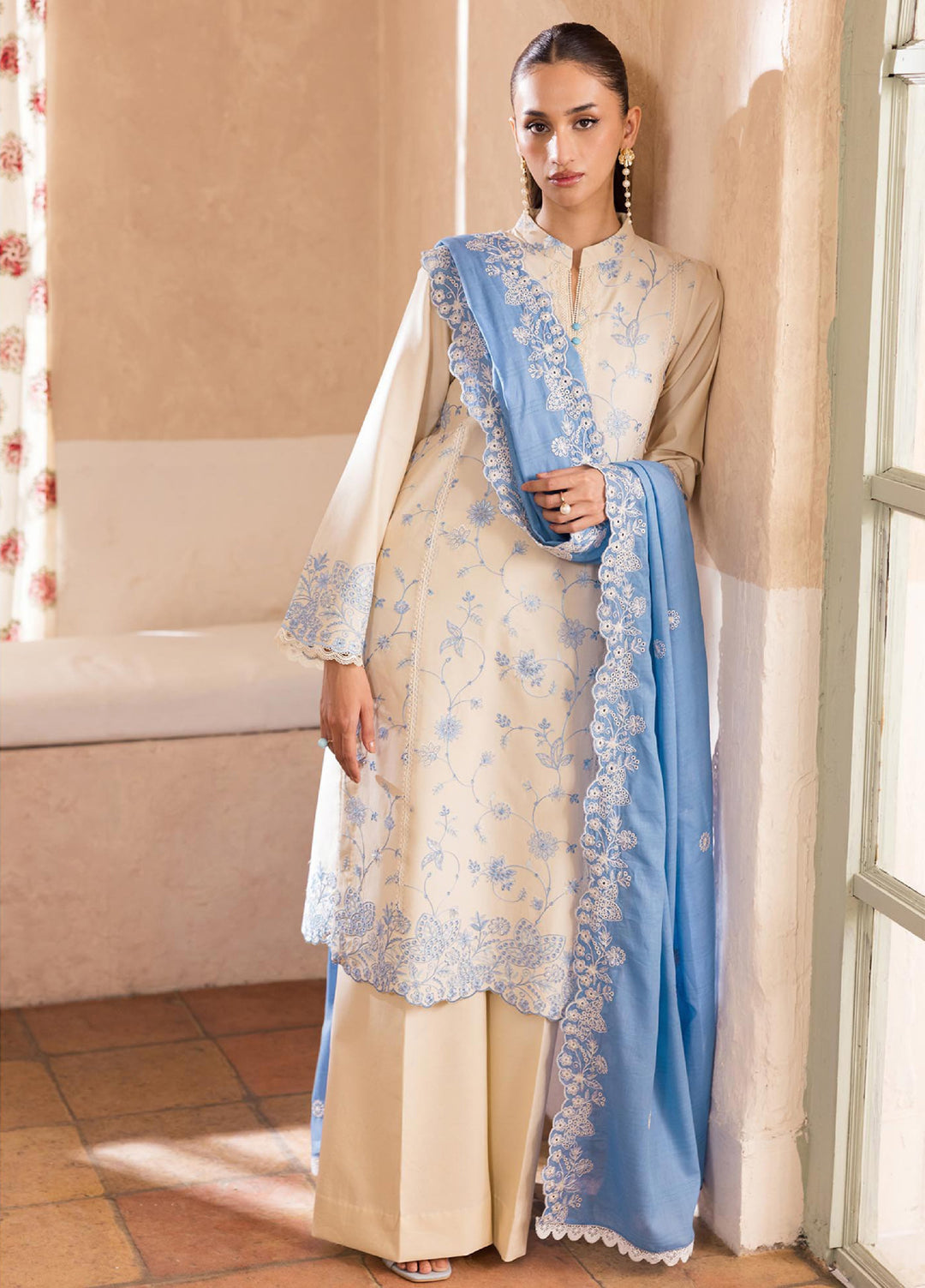 Nissa by Rajbari Unstitched Chikankari Embroidered Lawn 3 Piece Suit RB26UNCL D-2 - Summer Collection