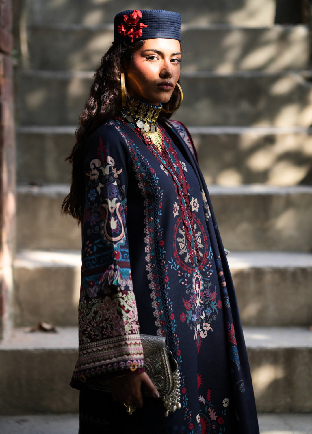 AJR Sard Shaam Embroidered Unstitched Khaddar Suits 3 Piece AJR25SS AJRW-05 NILOFER - Winter Collection