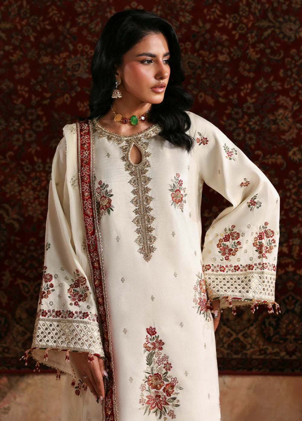 Afsana E Silk by Emaan Adeel Unstitched Embroidered Raw Silk 3 Piece Suit Rukhsar - Festive Collection