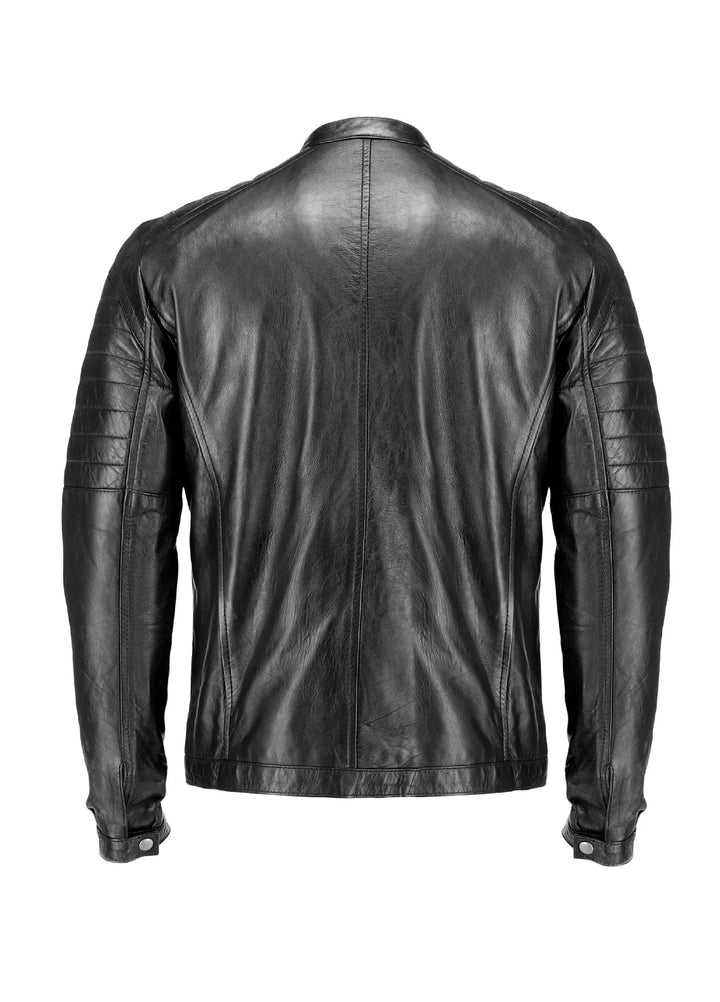Cafe Racer Black Mens Pure Sheep Leather Jacket