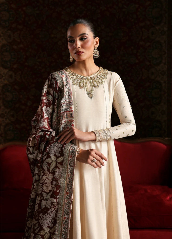 Afsana E Silk by Emaan Adeel Unstitched Embroidered Raw Silk 3 Piece Suit Laleh - Festive Collection
