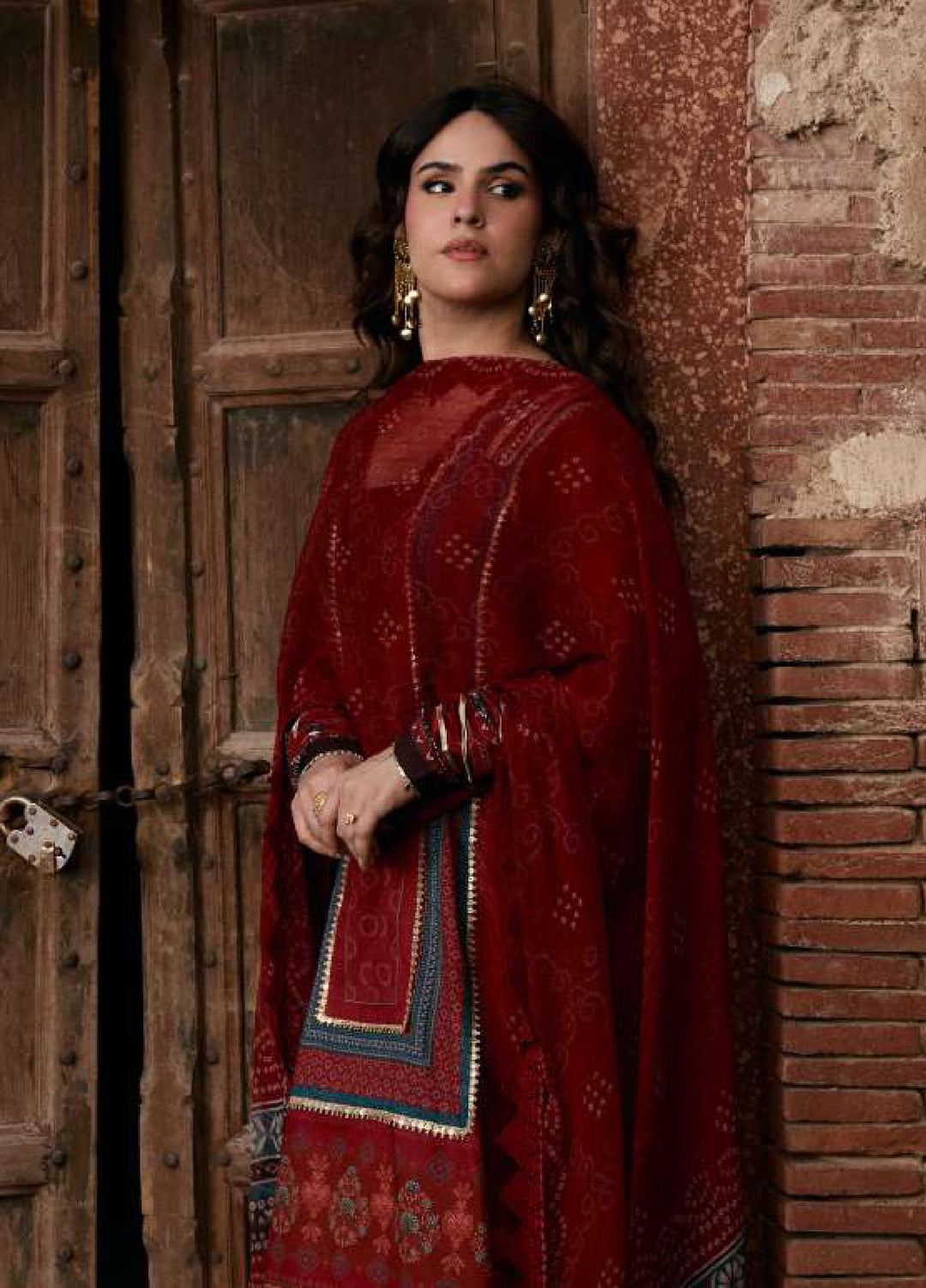 Angan by Kahf Unstitched Printed Lawn 3 Piece Suit KHF26ULA SURKH NOOR KPS-1A - Festive Collection