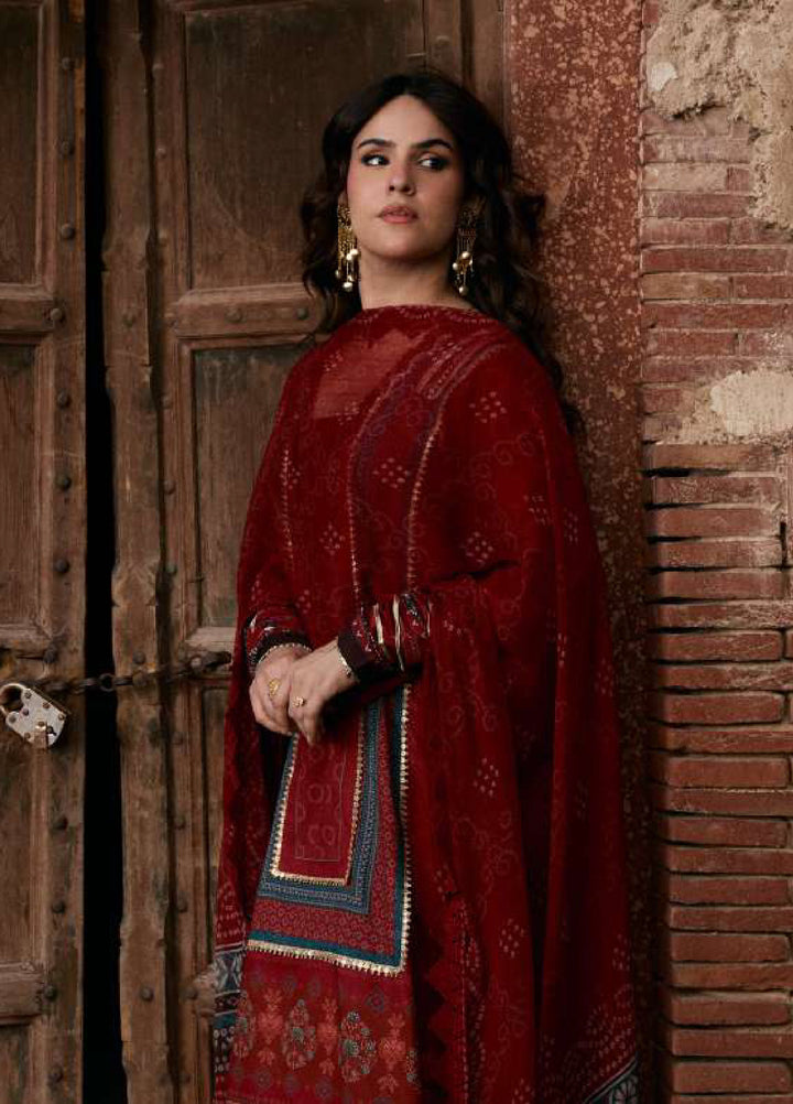 Angan by Kahf Unstitched Printed Lawn 3 Piece Suit KHF26ULA SURKH NOOR KPS-1A - Festive Collection