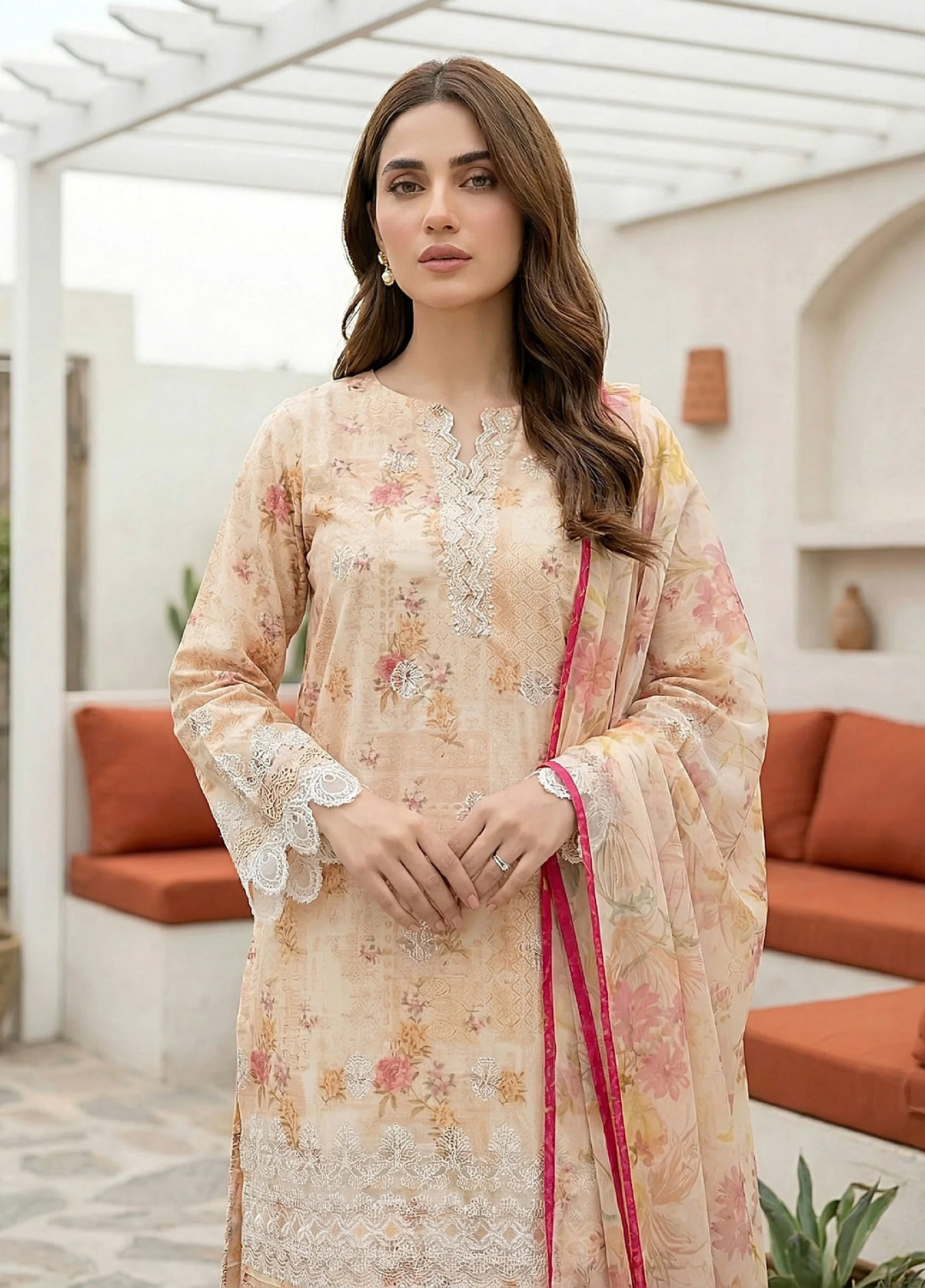 Komal by Lakhany Unstitched Embroidered Lawn 3 Piece Suit LSM26ULK LG-RK-0154 - Summer Collection