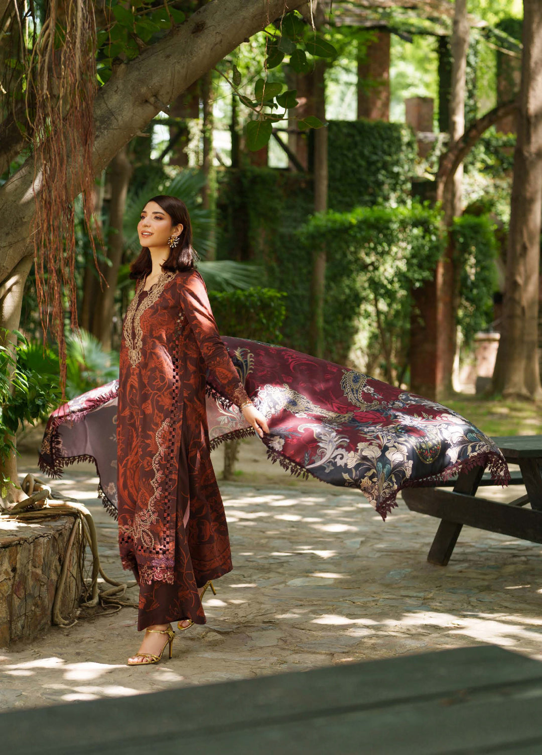 Meraki by Asifa And Nabeel Unstitched Viscose Embroidered Suits 3 Piece AN25MW ANM-10-Crimson Chill - Winter Collection