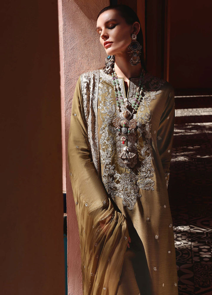 Nuvera Hemline by Mushq Unstitched Raw Silk Embroidered 3 Piece Suit MU26UNH D-3 Jadis - Festive Collection