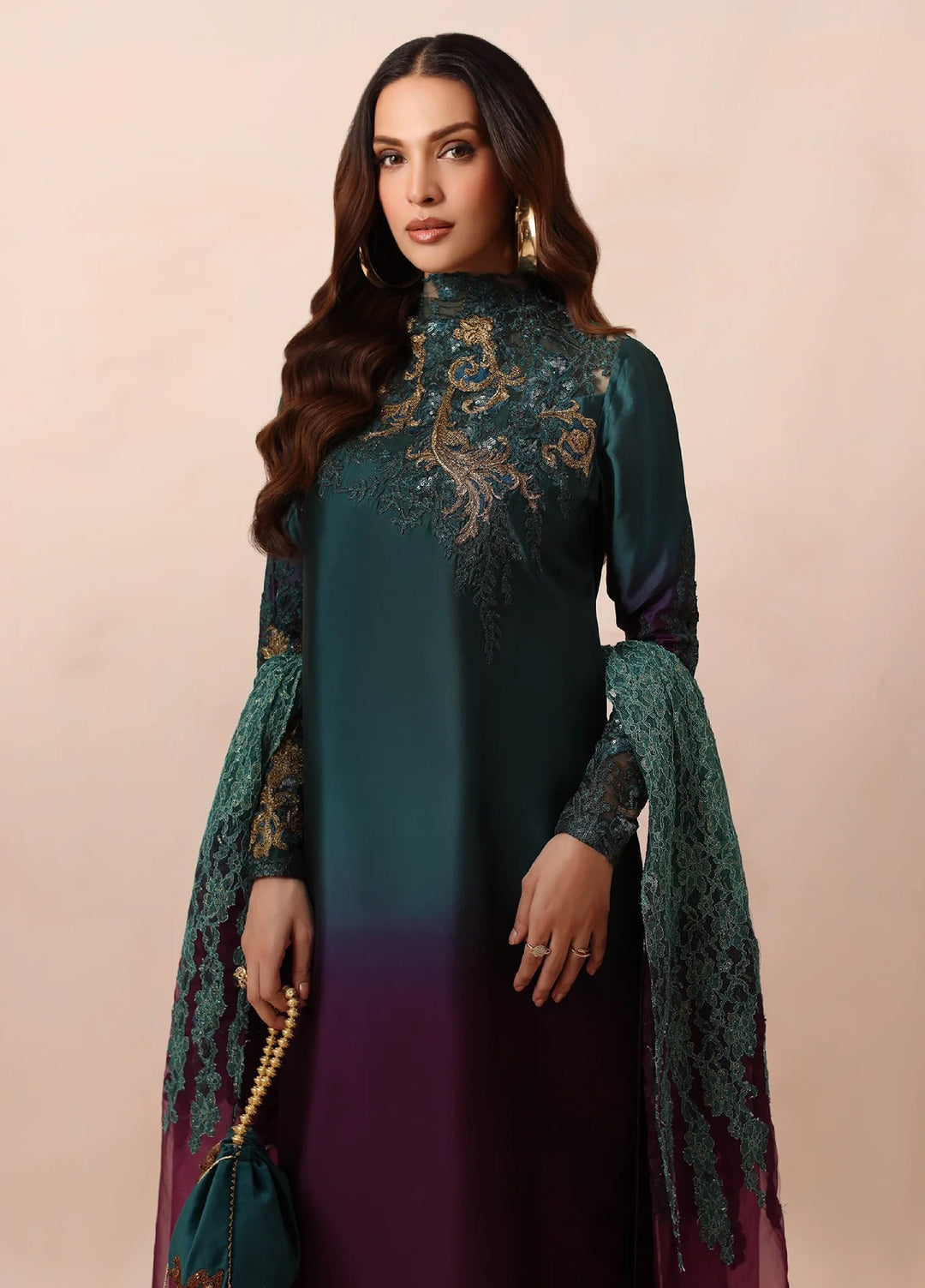 Eterna by Musferah Saad Pret Embroidered Tissue Silk 2 Piece Emerald Dusk - Festive Collection