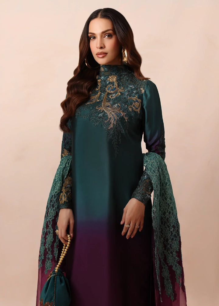 Eterna by Musferah Saad Pret Embroidered Tissue Silk 2 Piece Emerald Dusk - Festive Collection