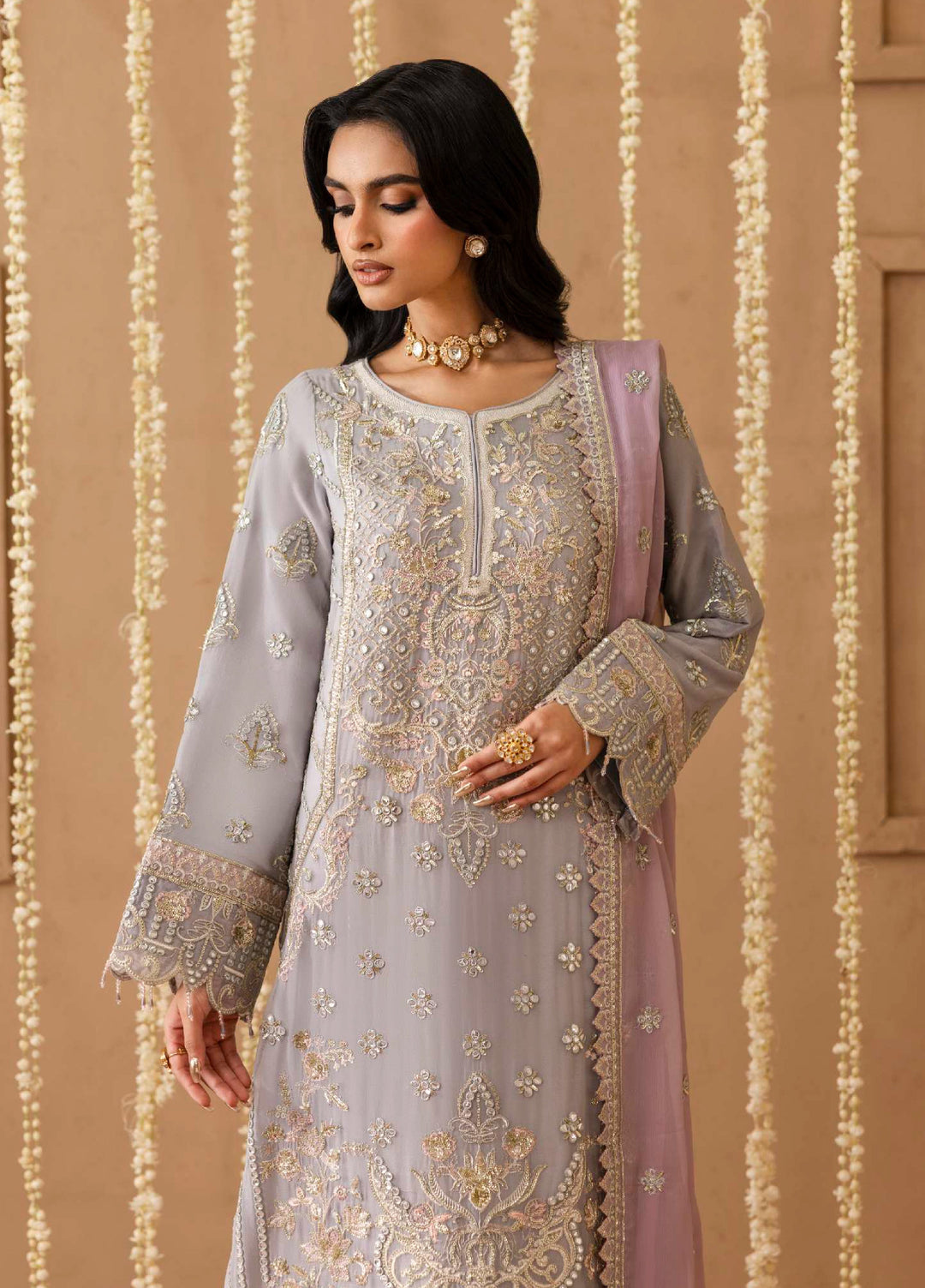 Shehrzadi by Emaan Adeel Unstitched Embroidered Chiffon 3 peice EA25SC Mahyam - Formals Collection
