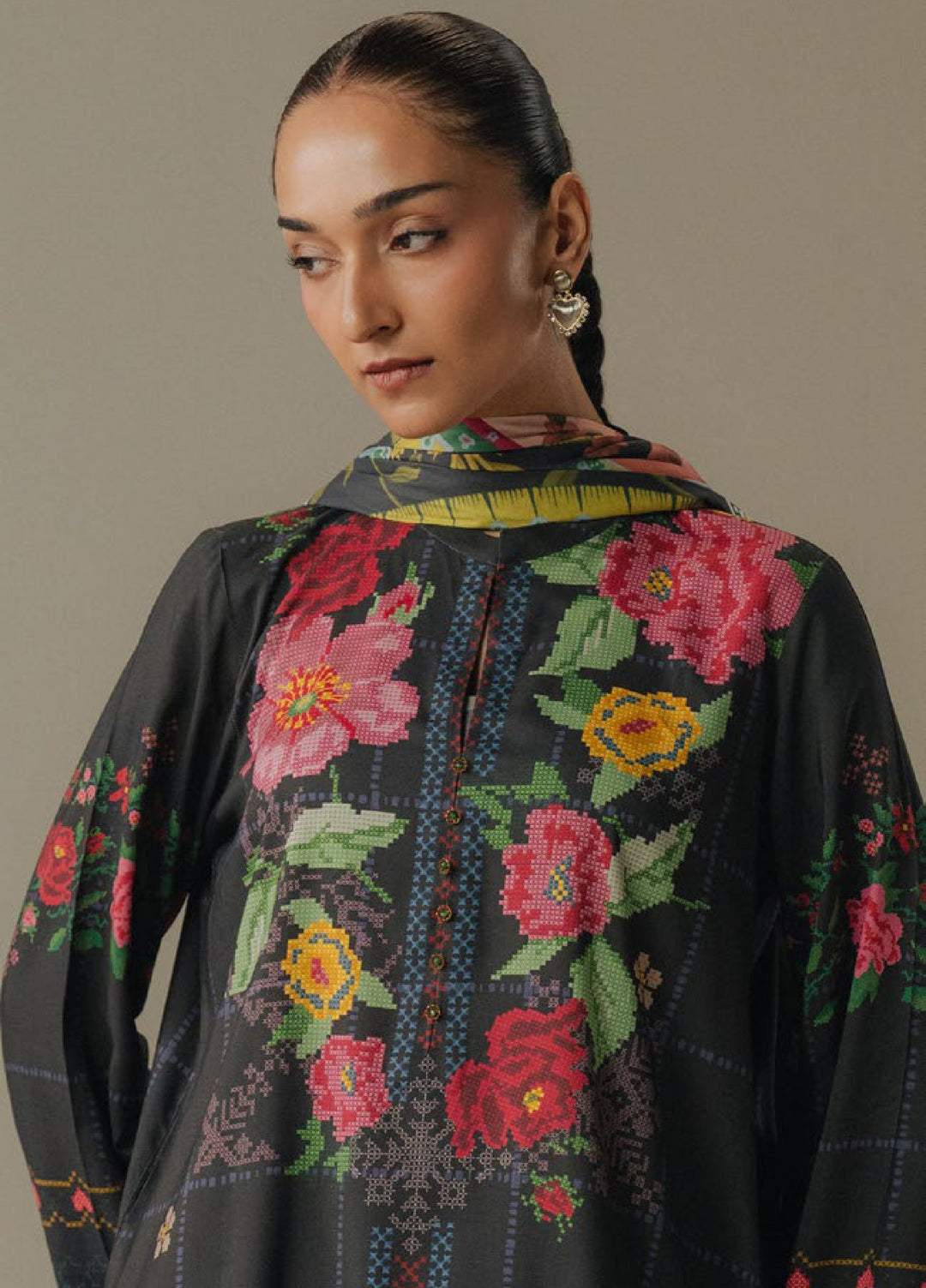 Coco by Zara Shahjahan Prints Unstitched Linen Suits 3 Piece CZS25PW Olive Hour D-5A - Winter Collection