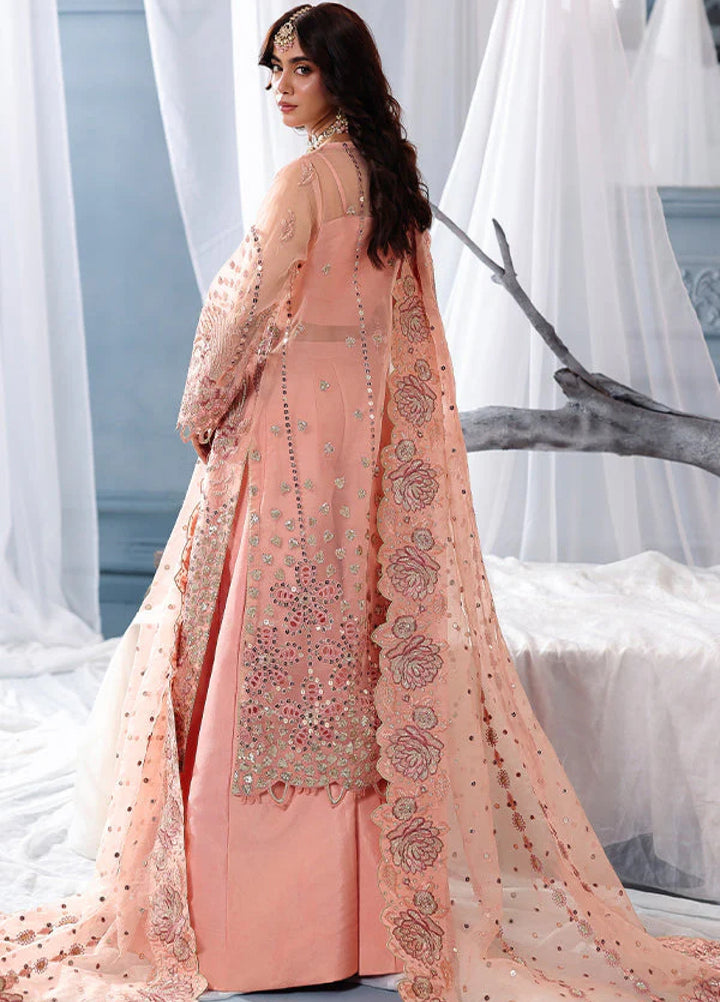 Zynoria by Saffron Unstitched Organza Embroidered Suits 3 Piece SFR25Z Carnelian - Festive Collection