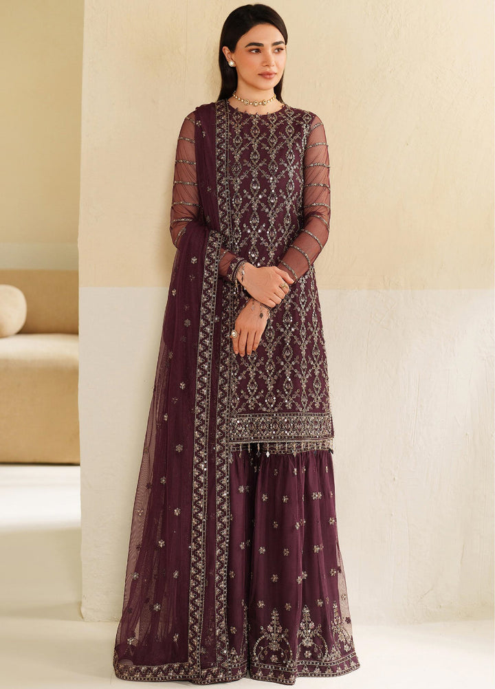 Roohi By Zarif Unstitched Formal Embroidered Net Suits 4 Piece ZR25UF RFE-01 Saneh - Formals Collection