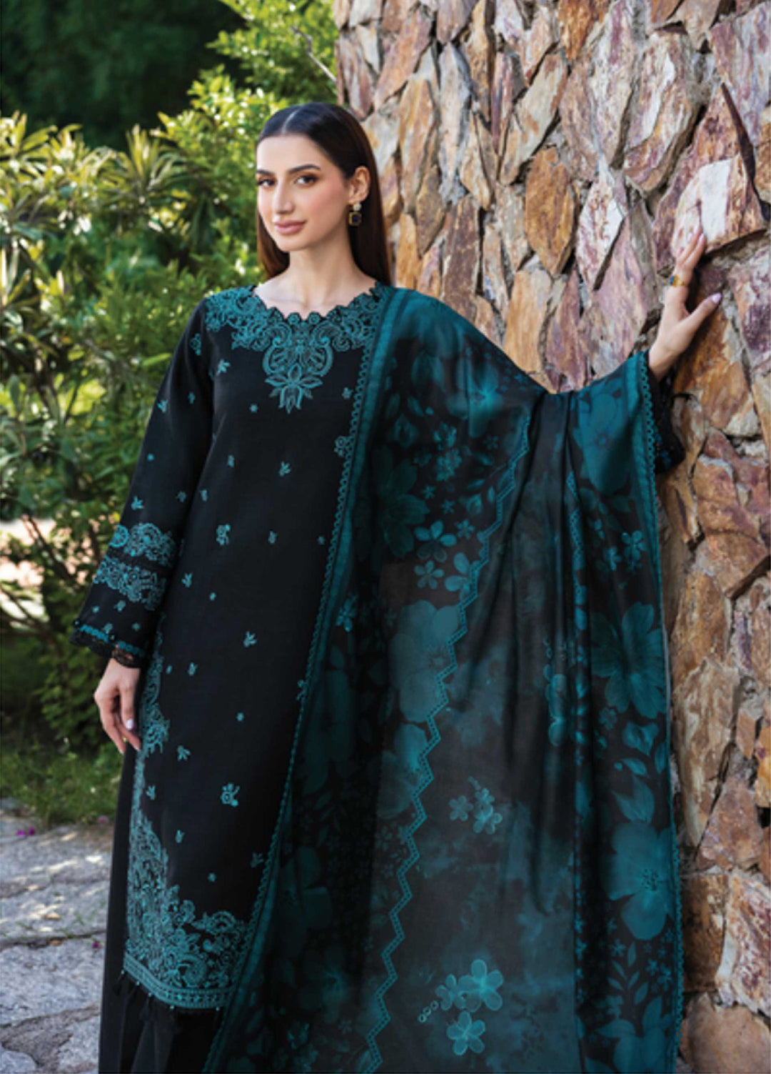 Eminence by Farasha Embroidered Khaddar Suits Unstitched 3 Piece FSH25FW D-09 Sepia - Winter Collection