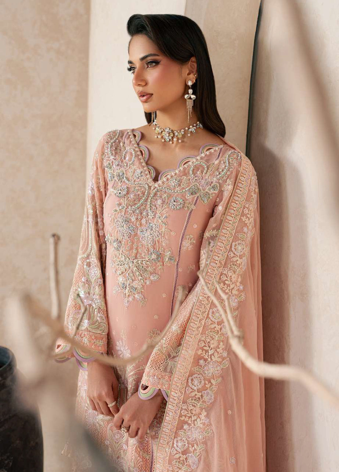Gulaal Unstitched Embroidered Chiffon 3 Piece Suit GL26ULW Julian D-53 - Wedding Collection
