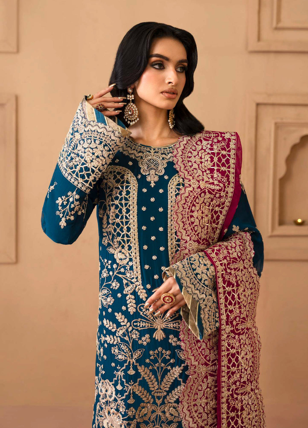 Shehrzadi by Emaan Adeel Unstitched Embroidered Chiffon 3 peice EA25SC Kavya - Formals Collection