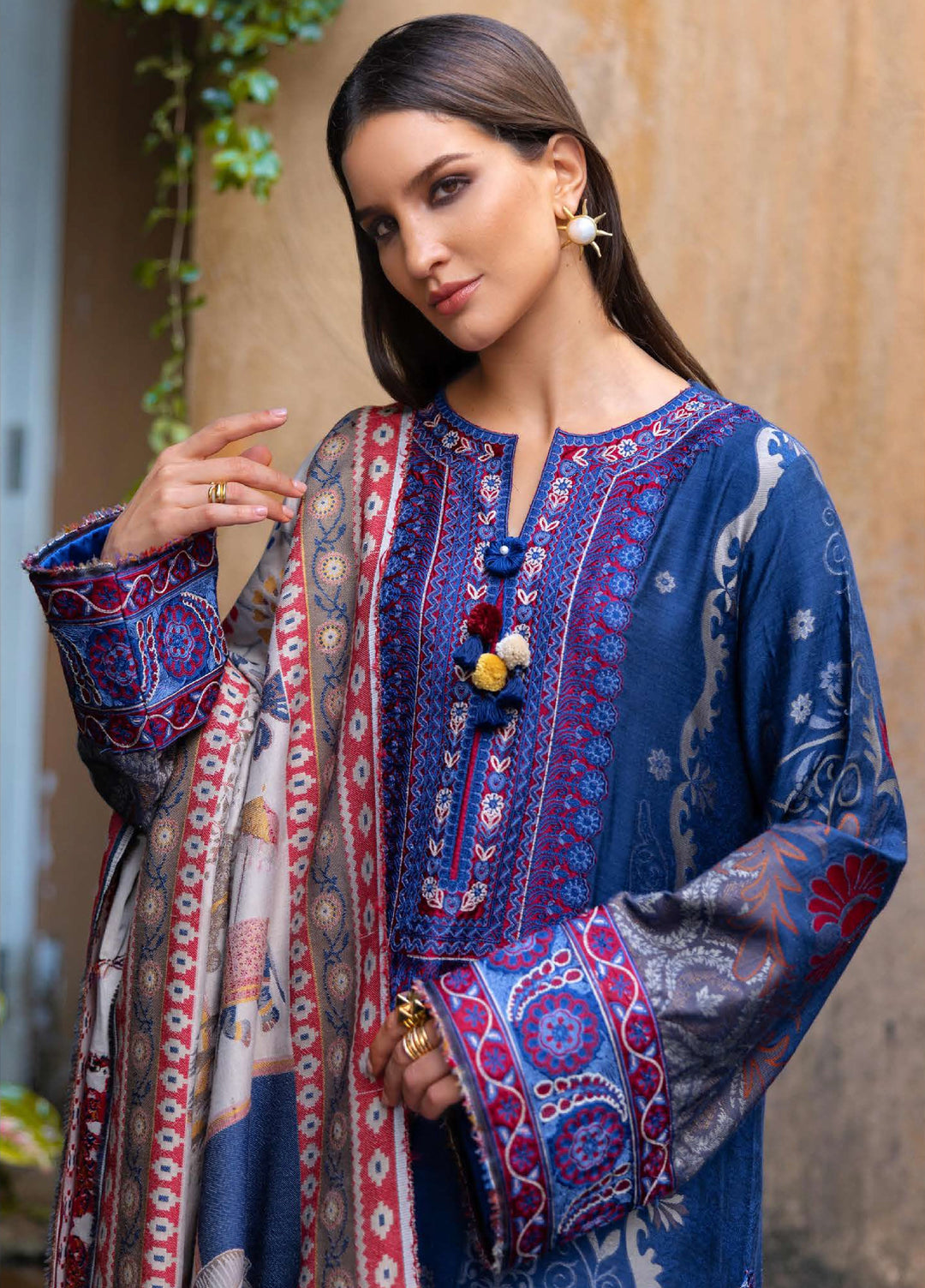 Mushq Broadway Under the Tuscan Sun Embroidered Viscose Suits Unstitched 3 Piece MQ25BT D-02 Sunset Promise - Winter Collection
