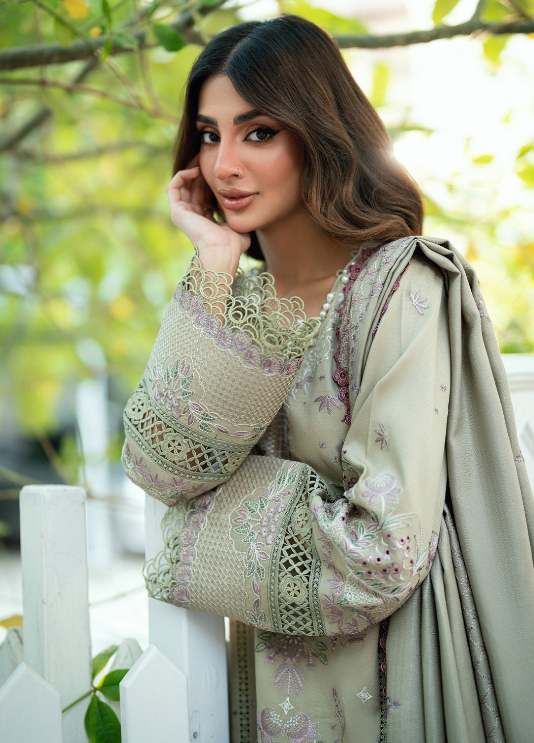 Florent Serenity Embroidered Woolen Shawls Unstitched Dobby Suits 3 Piece FL25WS FL-7A - Winter Collection