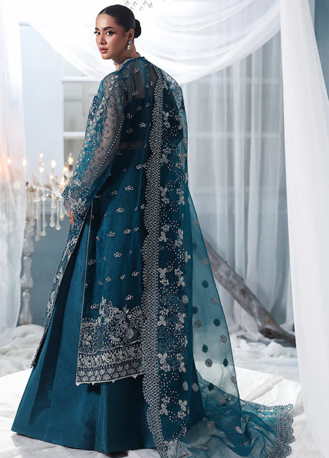 Zynoria by Saffron Unstitched Organza Embroidered Suits 3 Piece SFR25Z Tourmaline - Festive Collection