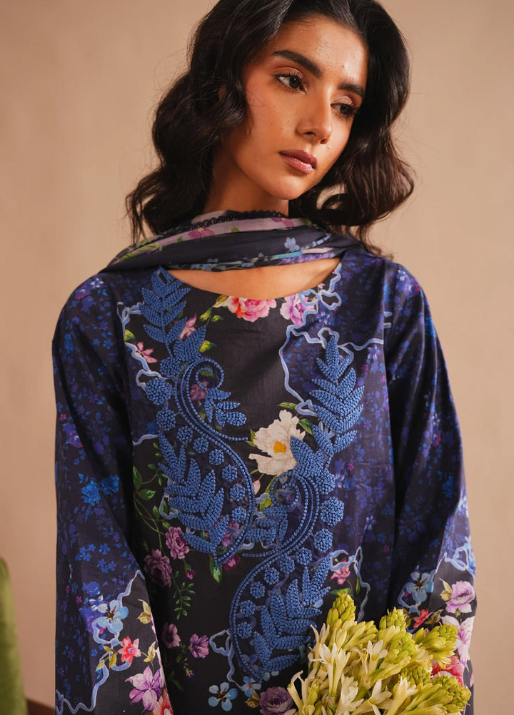 Meraki by Asifa and Nabeel Unstitched Embroidered Lawn 3 Pcs Suit AN26UM MSSL-04 Indigo Craft - Summer
