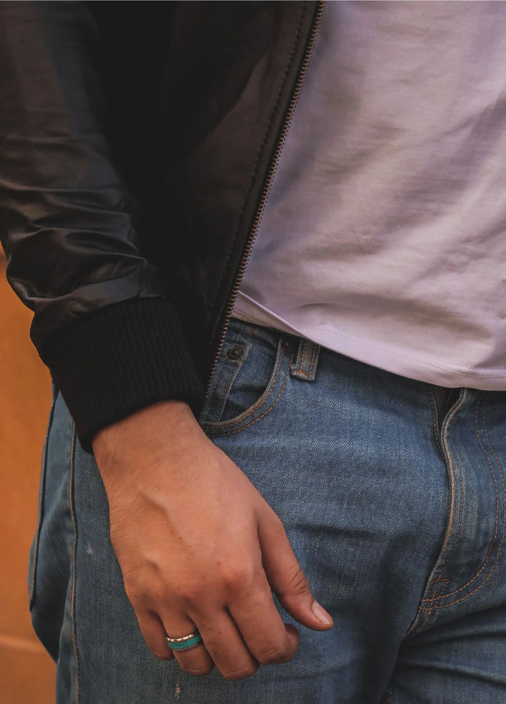 Bomber Style Mens Leather Jacket-Black