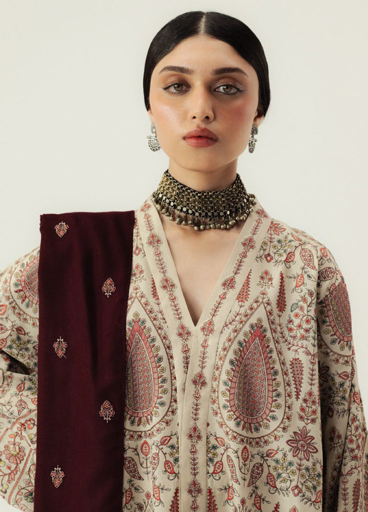 Zara Shahjahan Unstitched Winter Marina Embroidered Suits 3 Piece CZS25WC D7-kel - Winter Collection