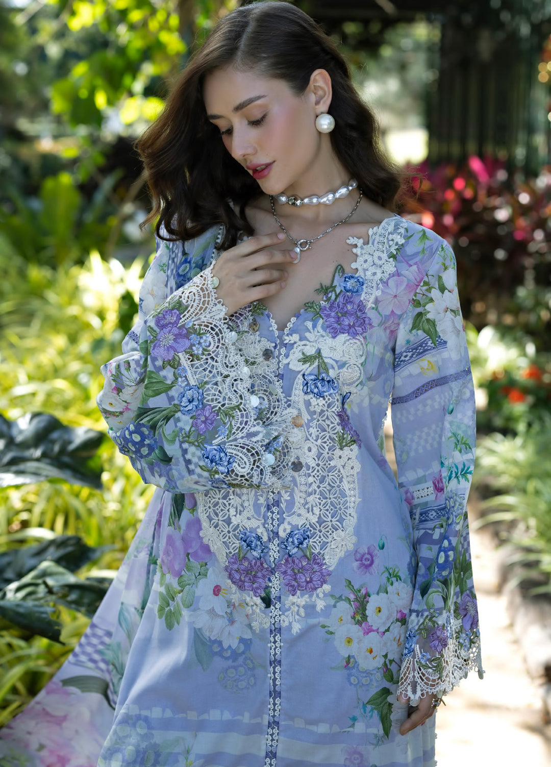 Signature by Elaf Premium Unstitched Embroidered Lawn 3 Piece Suit EL26USP ESA-6A MOONLIT PETALS - Summer Collection