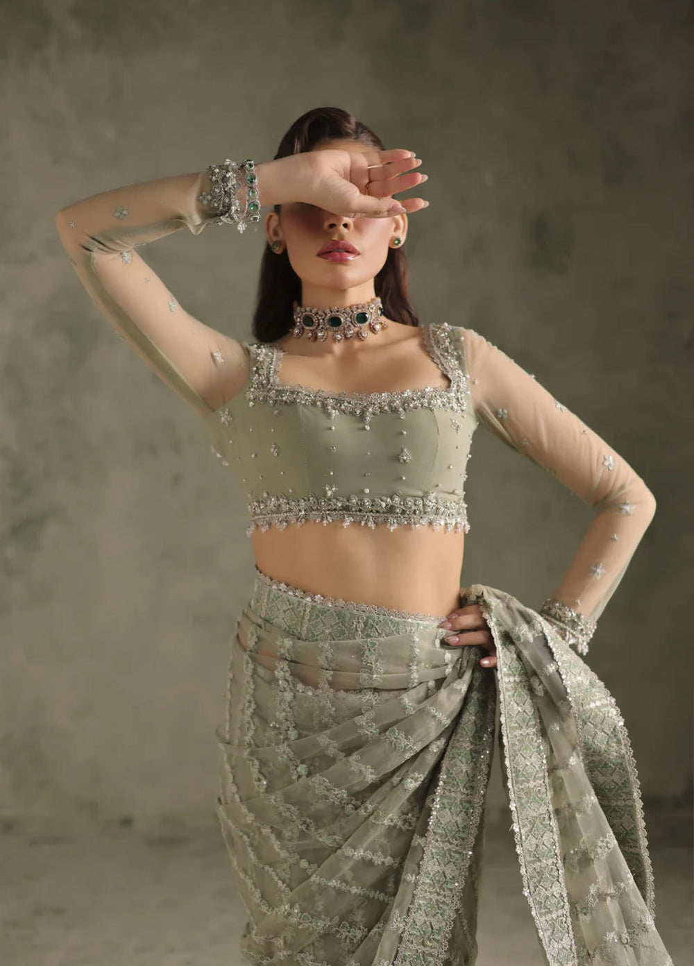 Esmeree by Imran Ramzan Embroidered Unstitched Net Saree Etreinte De Reve - Formals Collection