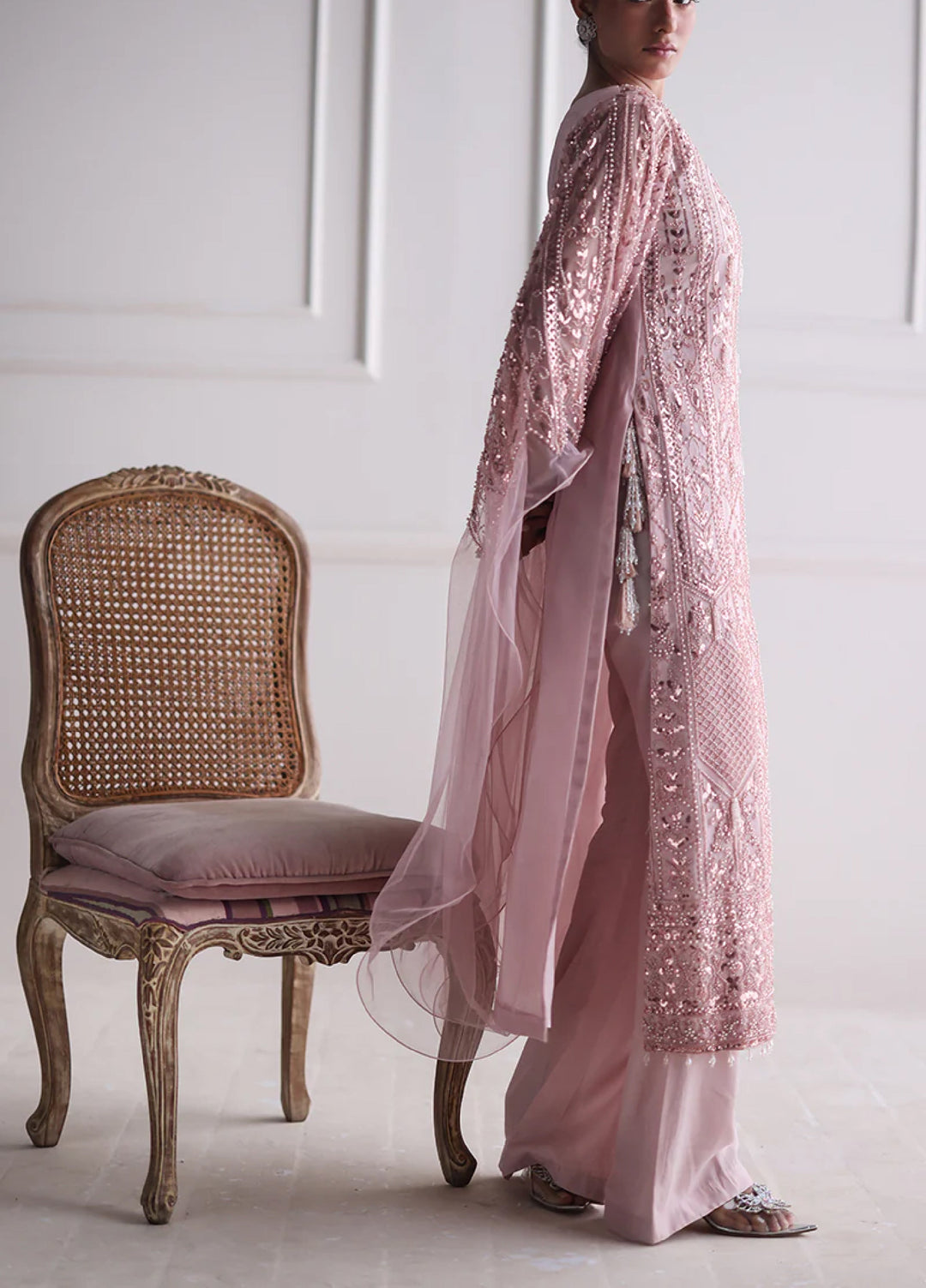 Threads And Motifs Women Pret Net Embroidered Shirt With Trouser 2 Piece 9832 - Formals Collection