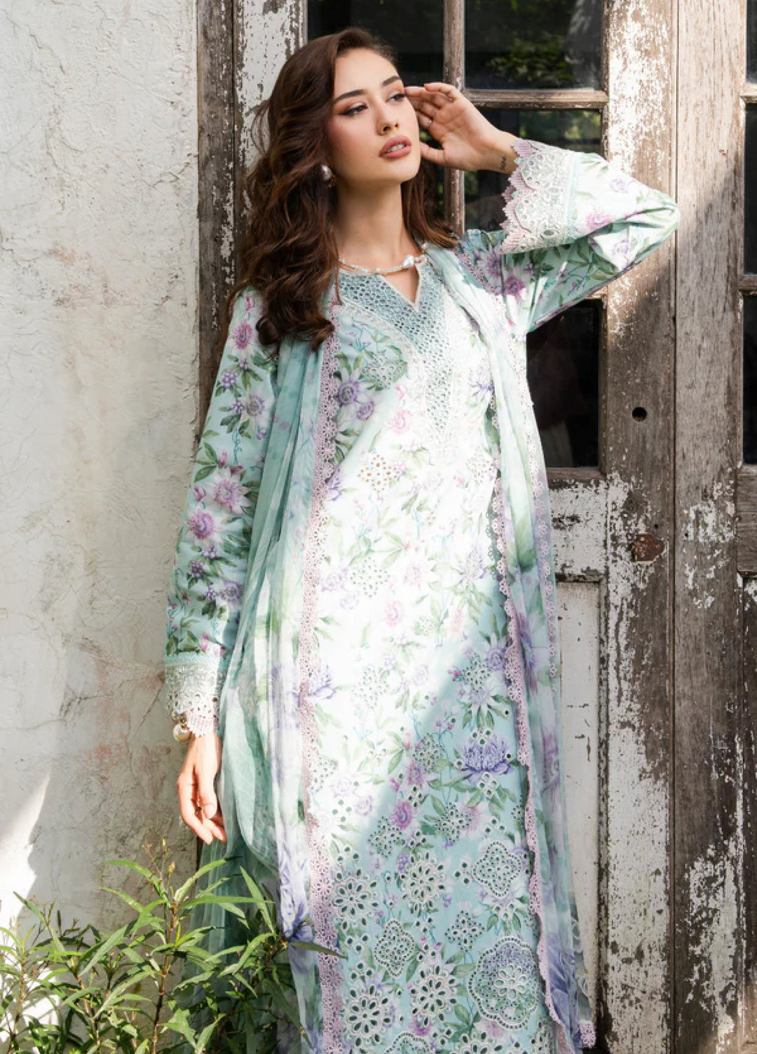 Shezlin Chikankari by Aabyaan Unstitched Embroidered Lawn 3 Piece Suit ABY26USC AZ-13 VIRELLE - Summer Collection
