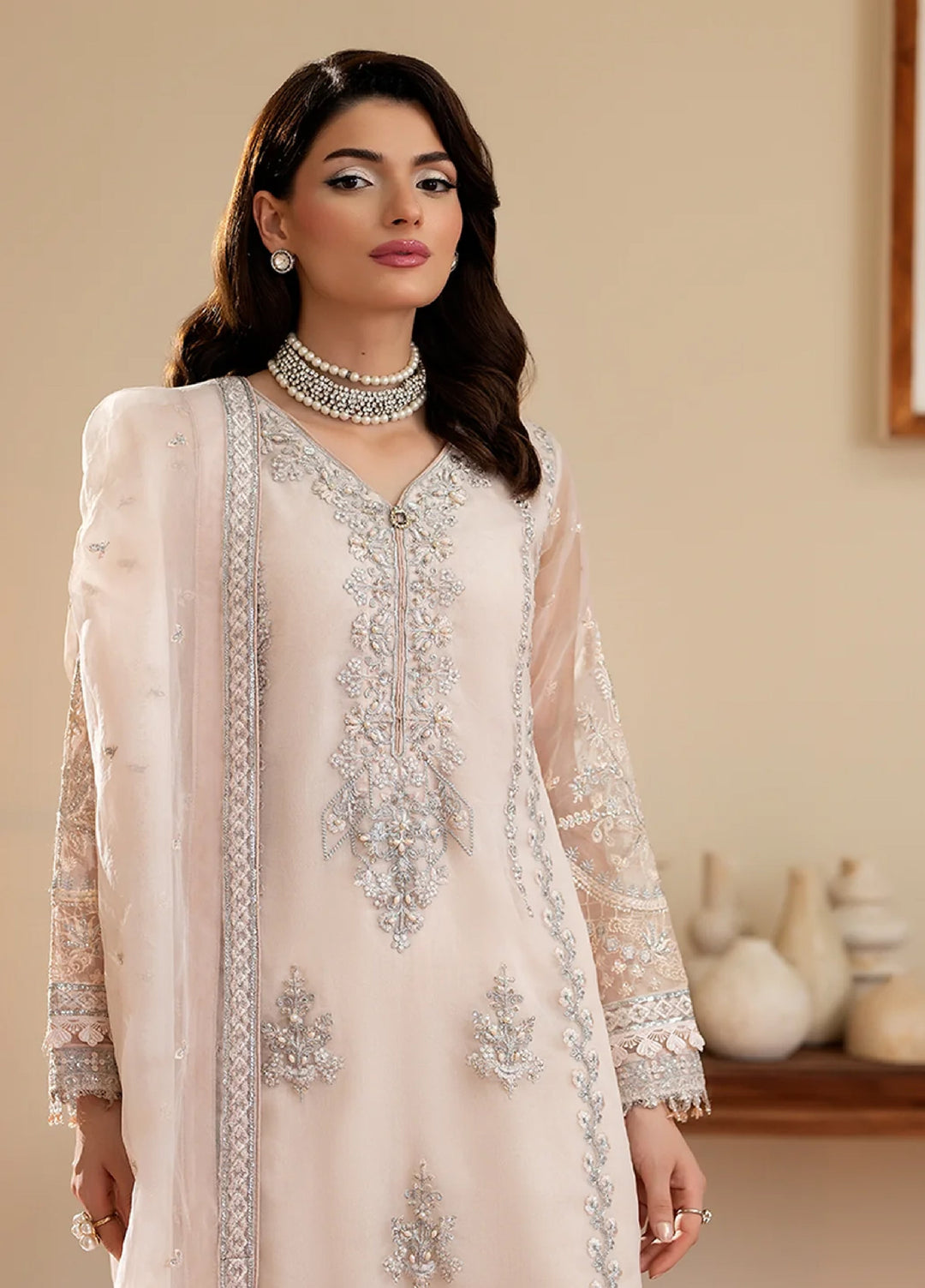 Yashfa Unstitched Hand Work Organza 4 Piece Suit SHANZA - Festive Collection