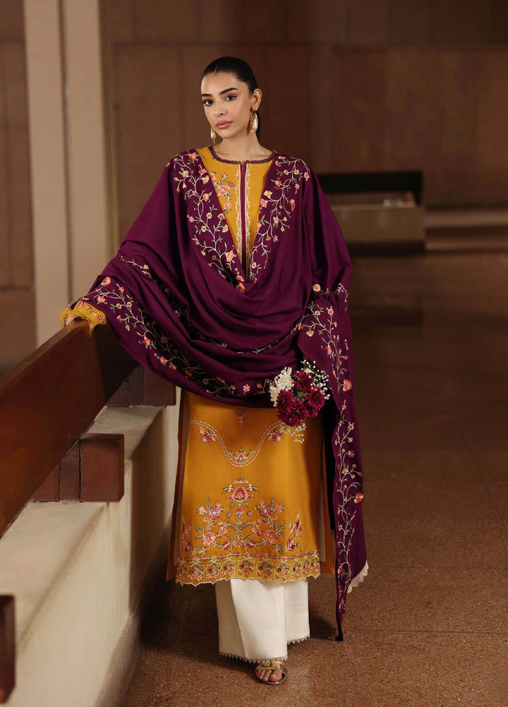 Rajbari Premium Unstitched Peach Winter Shawl Exclusive Embroidered Suits 3 Piece RB25PW D-3 - Winter Collection