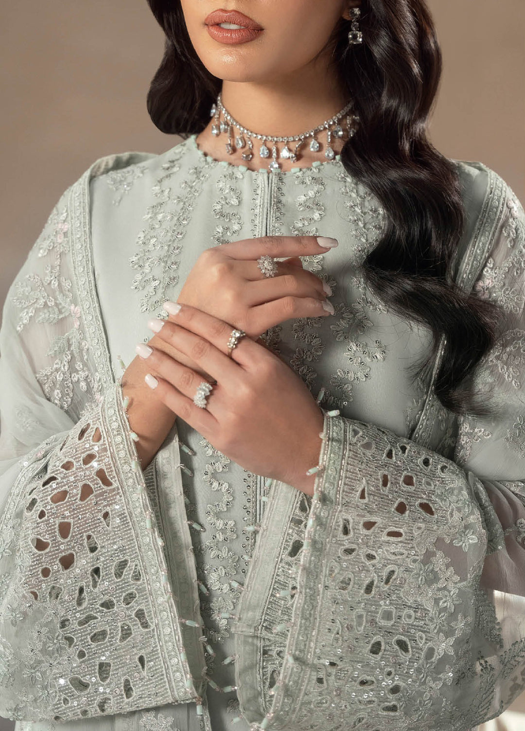 Afsanah by Lavish Premium Unstitched Chiffon Embroidered Suits 3 Piece LV25AC FROSTED SERENITY-03 - Festive Collection