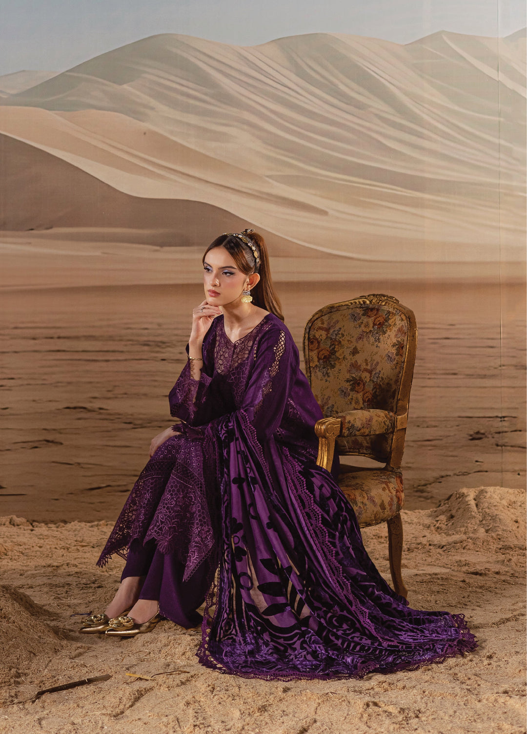 Amelia by Mahnur Unstitched Luxury Cotrai Embroidered 3 Piece Suits MN25AL AM-010 - Winter Collection