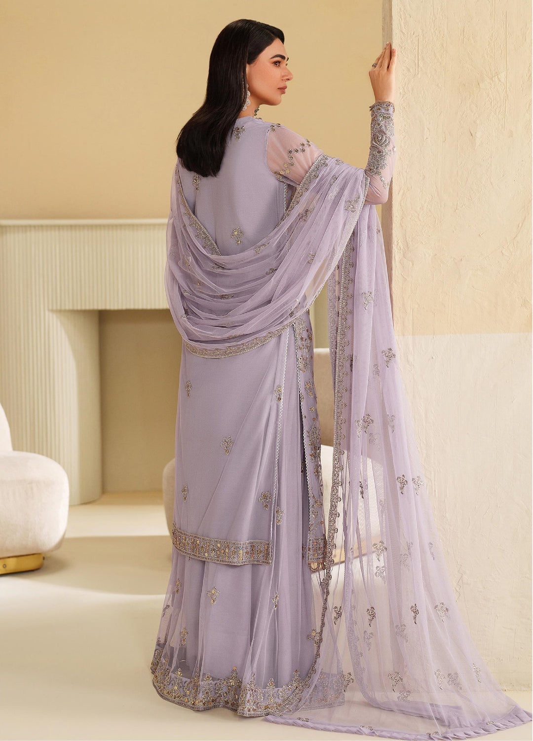 Roohi By Zarif Unstitched Formal Embroidered Net Suits 4 Piece ZR25UF RFE-04 Sirha - Formals Collection