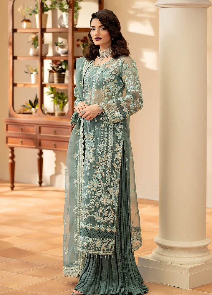 Yashfa Unstitched Hand Work Organza 4 Piece Suit MAHE NOOR - Festive Collection