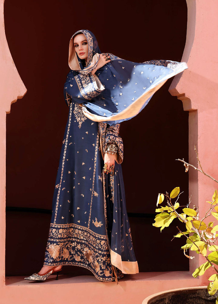 Nuvera Hemline by Mushq Unstitched Raw Silk Embroidered 3 Piece Suit MU26UNH D-1 Vivian - Festive Collection
