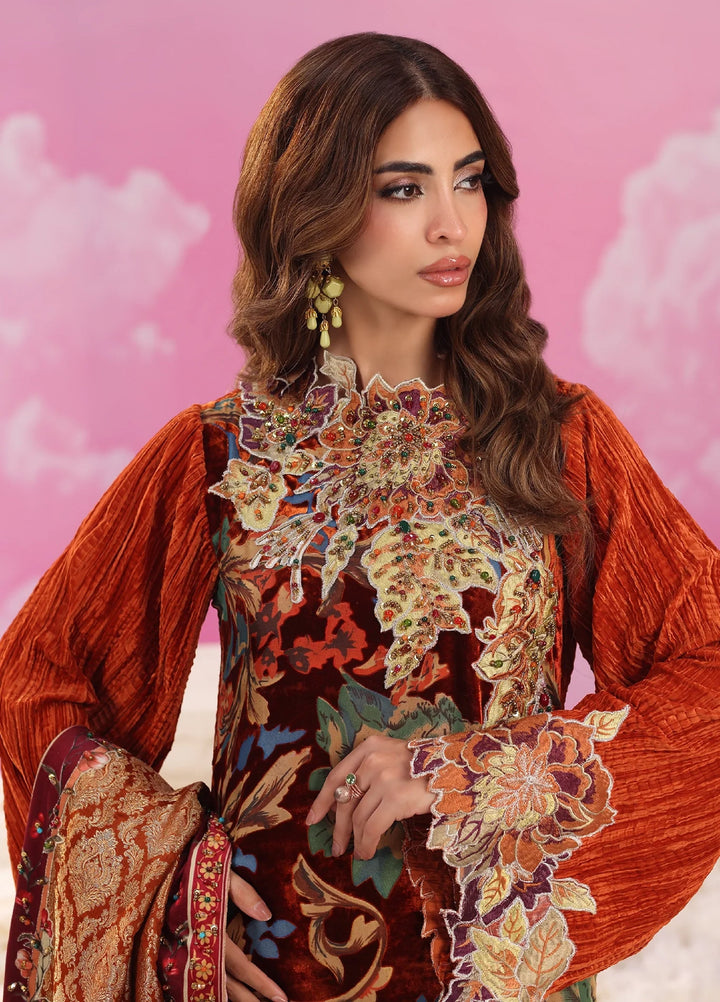 Mount Olypus by Musferah Saad Pret Embroidered Devore 2 Piece Eternal Flame - Festive Collection