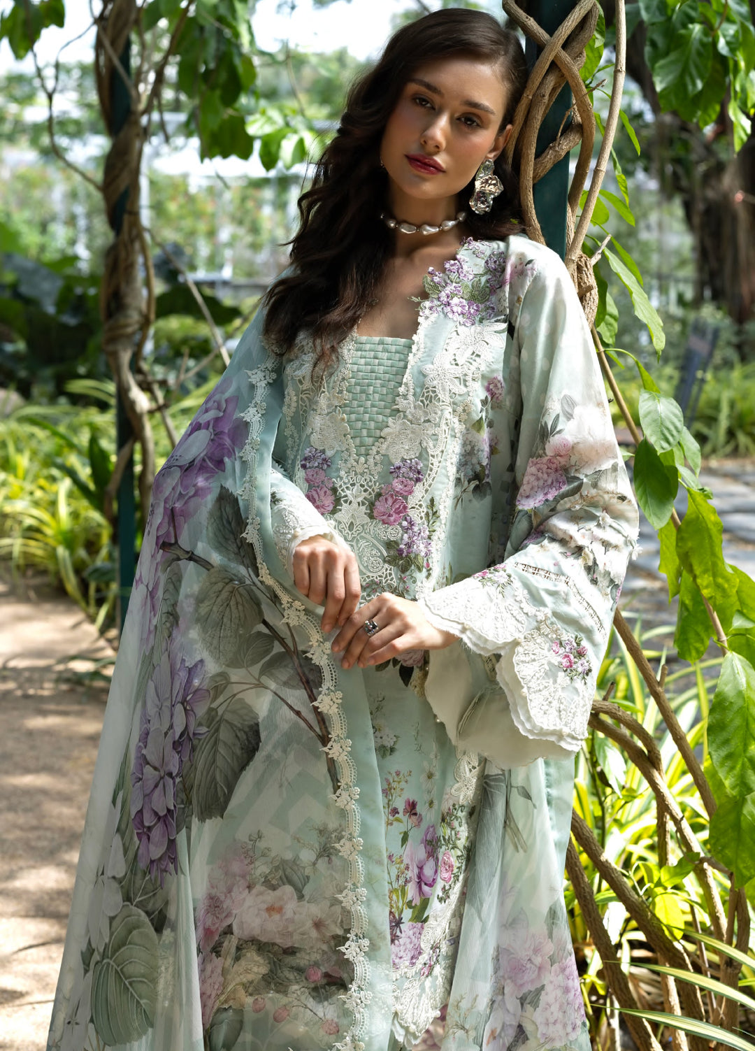 Signature by Elaf Premium Unstitched Embroidered Lawn 3 Piece Suit EL26USP ESA-4B MINT MEADOW - Summer Collection