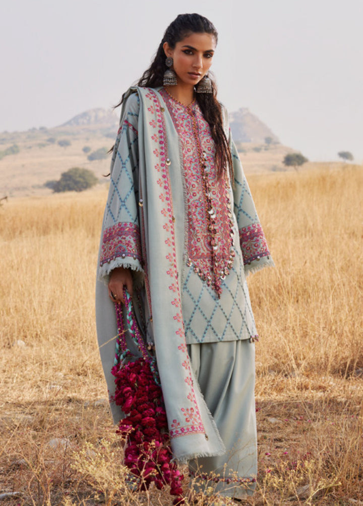 Zaha by Khadija Shah Unstitched Karandi Embroidered Suits 3 Piece ZL25KW NAYAB ZW25-06 - Winter Collection