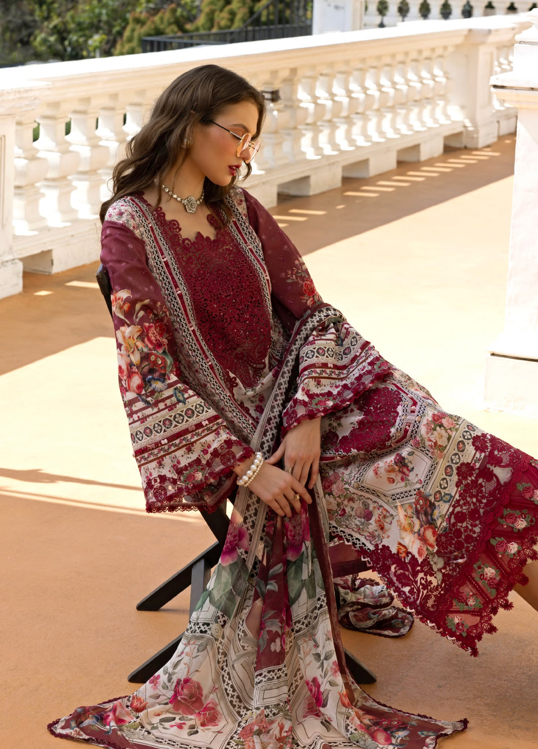 Signature by Elaf Premium Unstitched Embroidered Lawn 3 Piece Suit EL26USP ESA-2B RUBY LADY - Summer Collection