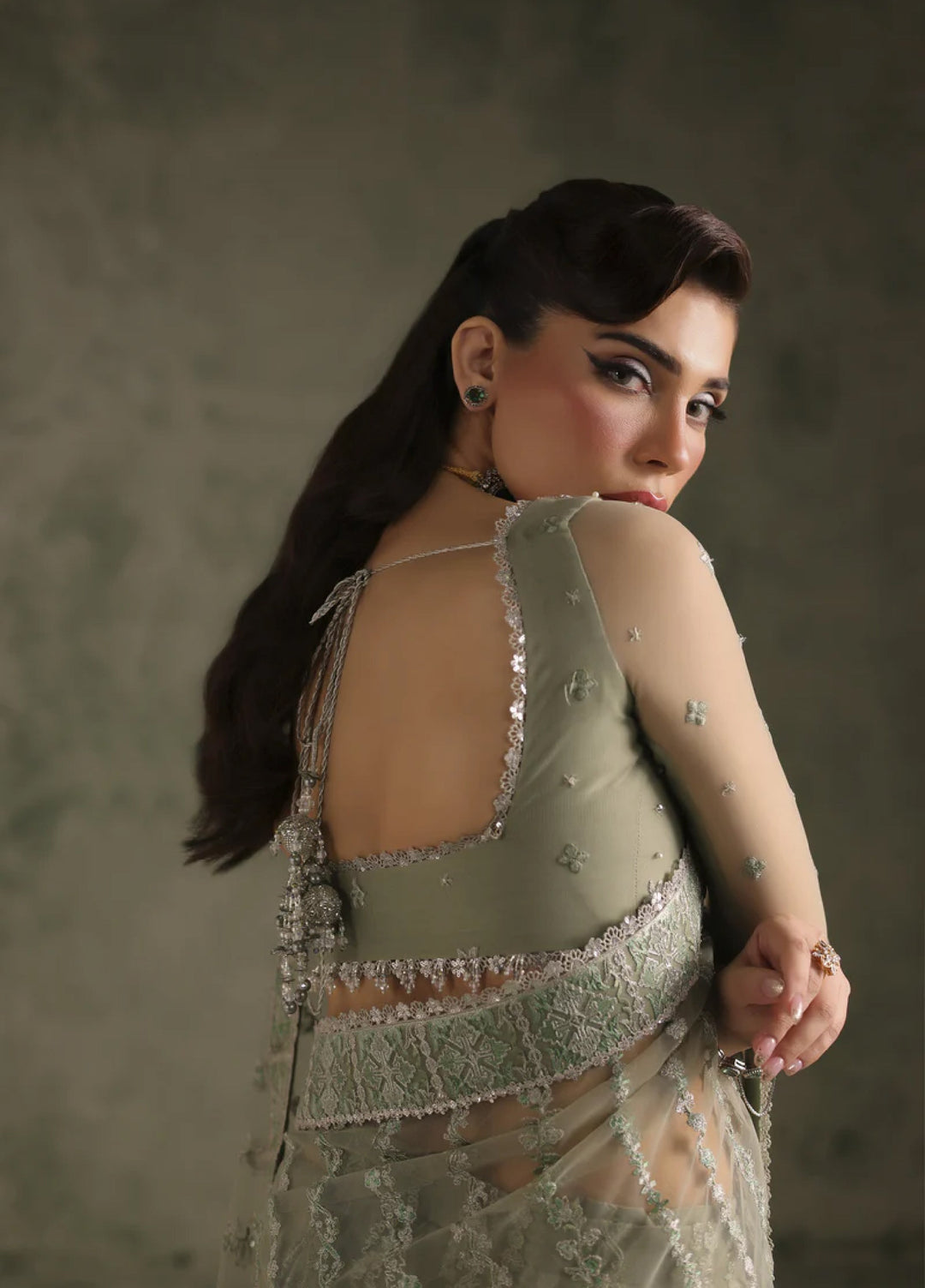 Esmeree by Imran Ramzan Embroidered Unstitched Net Saree Etreinte De Reve - Formals Collection