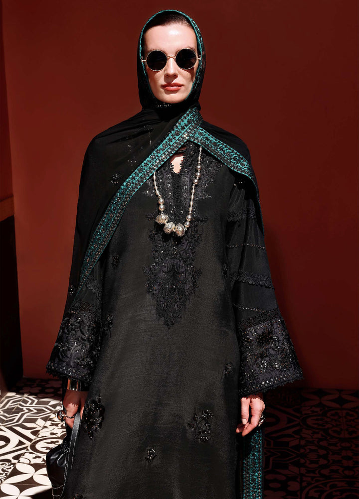 Nuvera Hemline by Mushq Unstitched Raw Silk Embroidered 3 Piece Suit MU26UNH D-7 Raveena - Festive Collection
