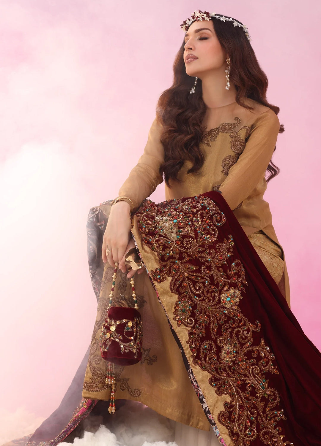 Mount Olypus by Musferah Saad Pret Embroidered Masoori 2 Piece Velour Aurelia - Festive Collection